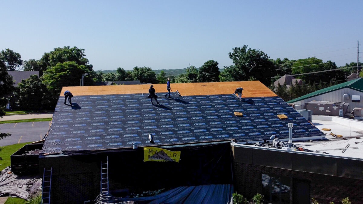 roof replacement overhead view